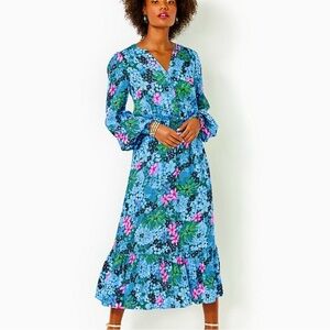 NWT Lilly Pulitzer Loubella Floral Midi Dress, 8